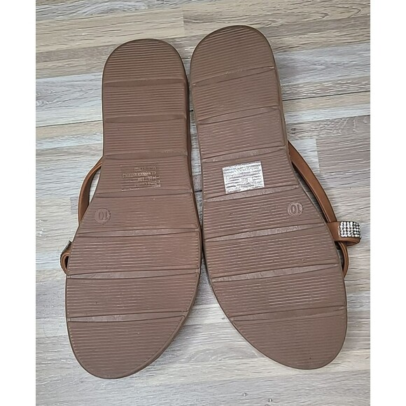 Seven7 Bondi Caramel Women's Size 10 Faux Leather Slip On Thong Sandals Flat NEW - Picture 5 of 7